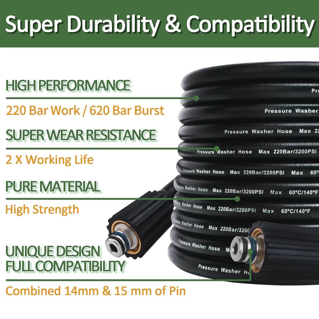 10 м шланг для мойки высокого давления, шланг для мойки автомобиля, удлинительный шланг, труба для Lavor HAMMER Huter Kohler Sterwins