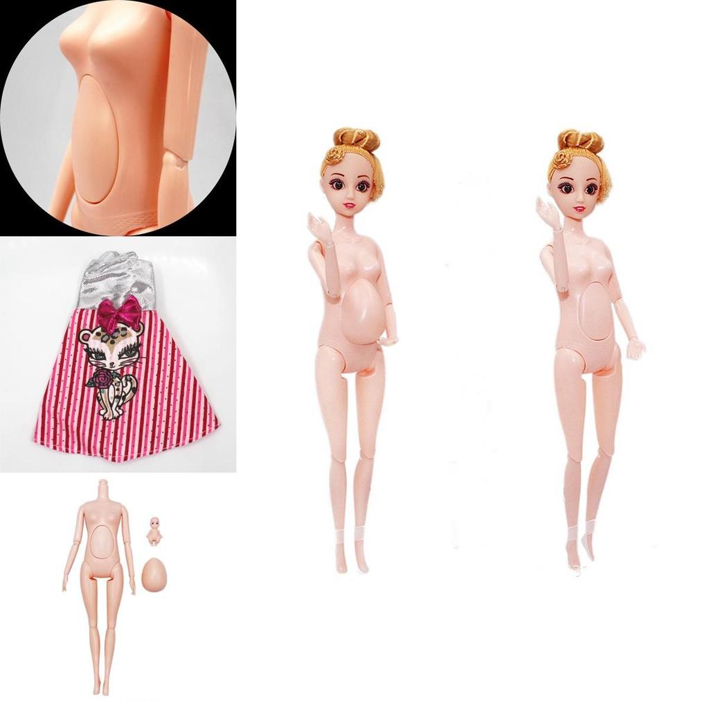 11-дюймовая 30-сантиметровая 6-шарнирная пузатая беременная голая кукла со съемным животом