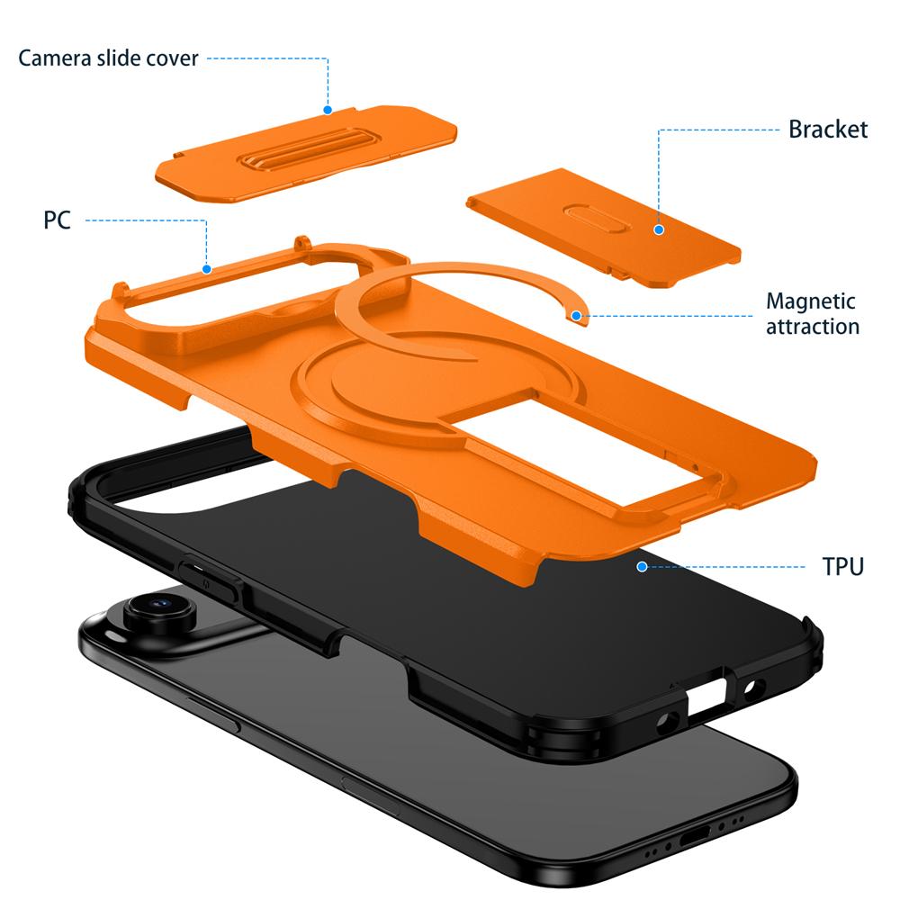 KEYSION Противоударный магнитный чехол для iPhone Air с защитой камеры-слайдера, подставкой и беспроводной зарядкой, чехол для телефона для iPhone 17 Air