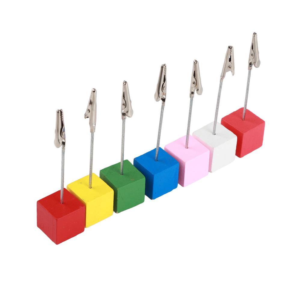 7 шт. Подставки для карточек Простые переносные держатели для номеров столов с красочной деревянной основой для фотографий и карточек