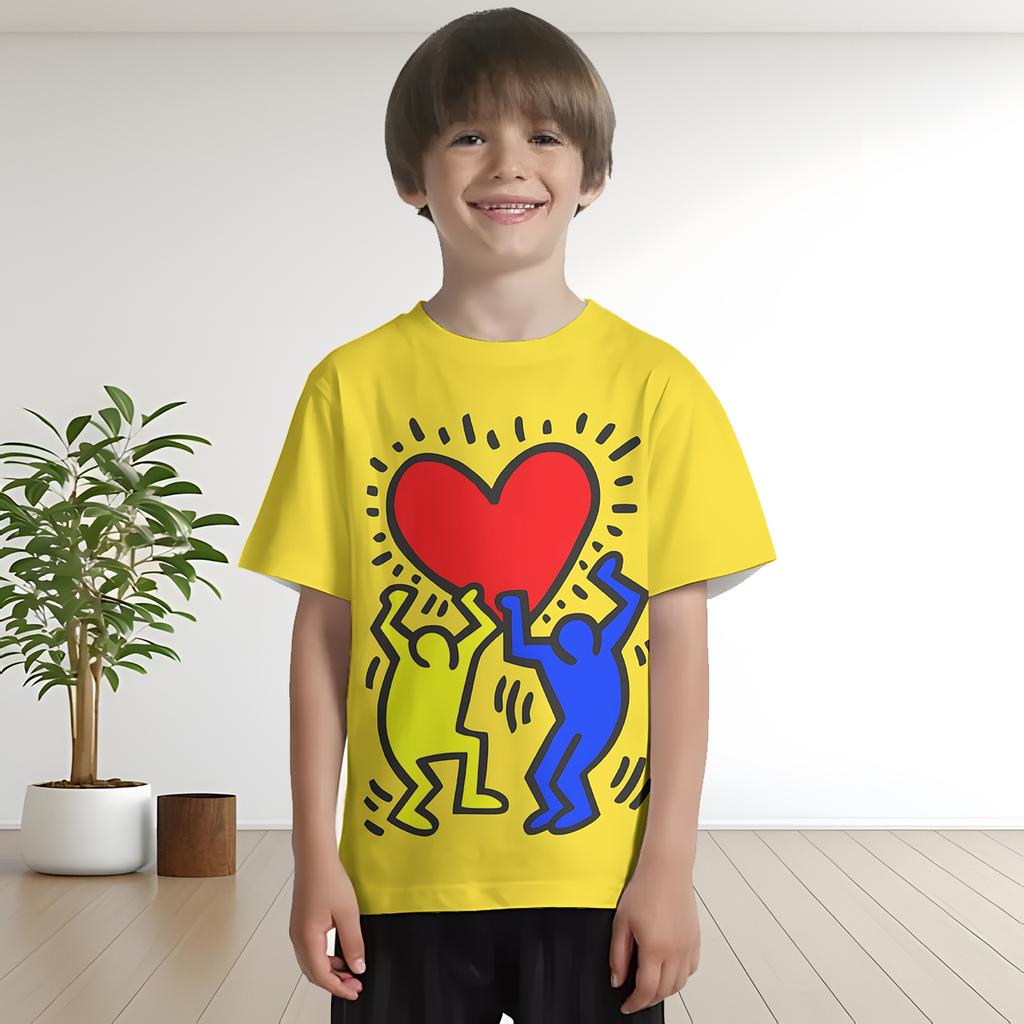 Детская 3D-печать Кейта Харингса Детская одежда от 5 до 14 лет Мужская футболка для мальчиков и девочек Детские рубашки