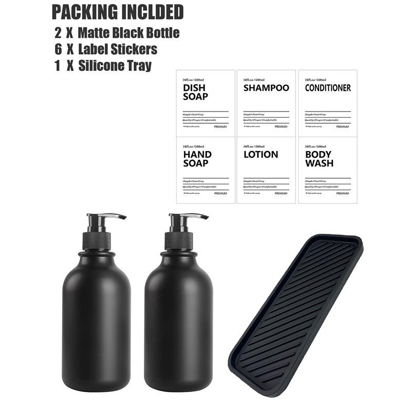 500 мл матовый черный флакон лосьона многоразового использования шампунь кондиционер гель для тела контейнер с этикеткой/стойка/поднос для ванной кухни