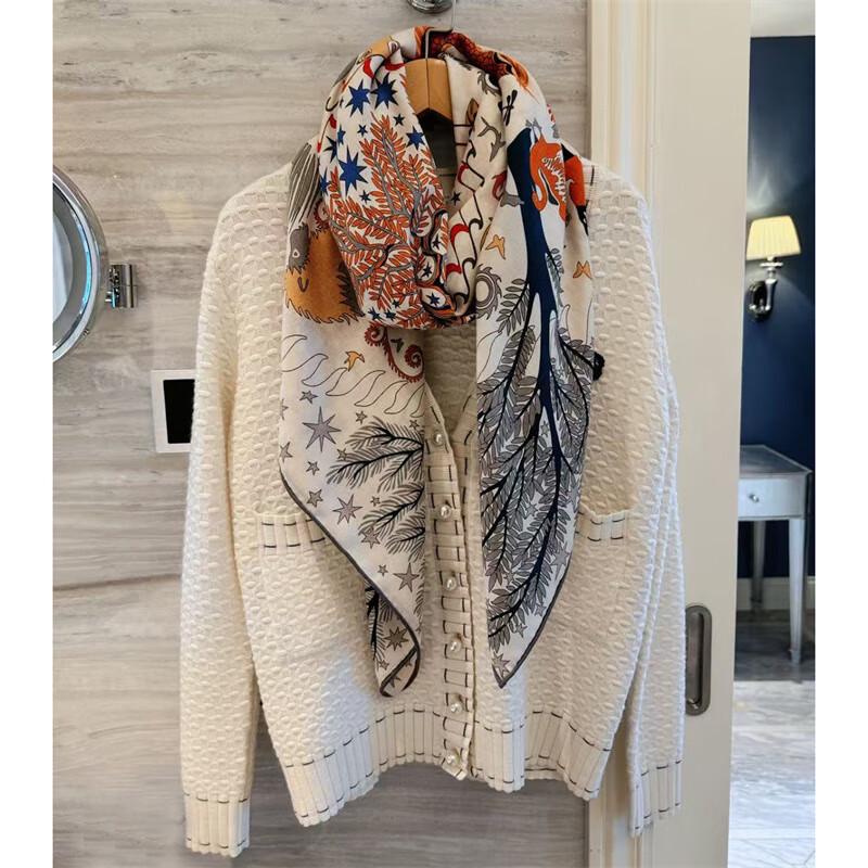 NINA SOLOR Silk Wool Blend Square Scarf