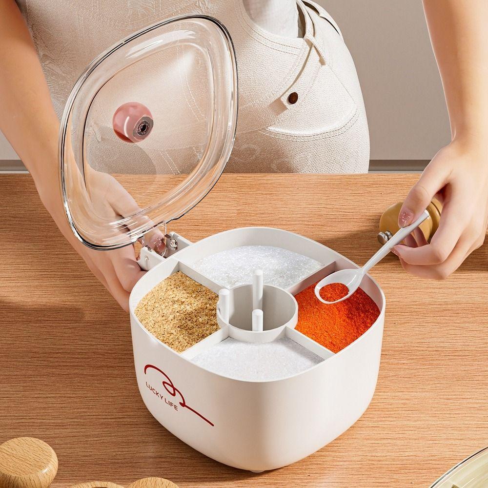 Plastic 4 in 1 Seasoning Box Large Capacity Spice Jar Spice Container for Sugar Salt