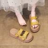 Thick-bottomed One-word Slippers for Women's Summer Wear, New with Skirts, Casual Stepping On Shit, Seaside Beach Sandals