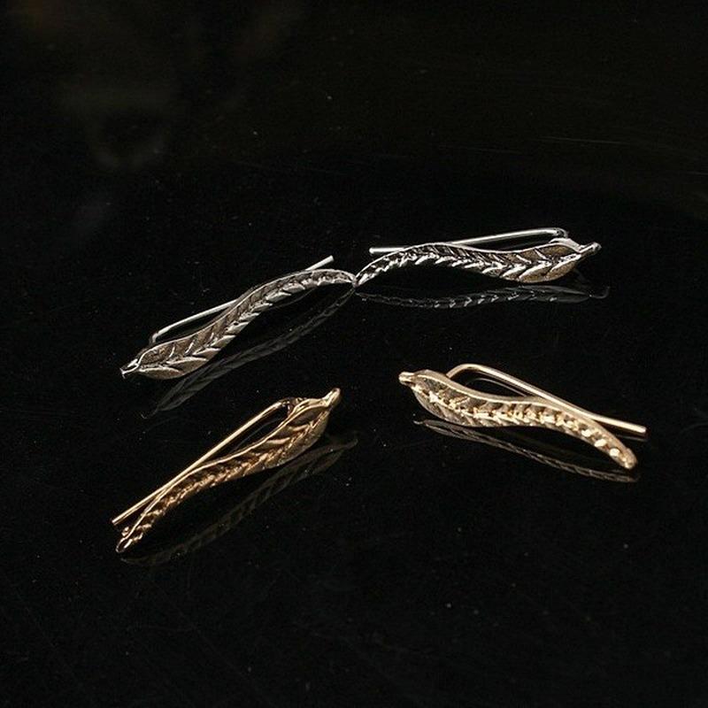 Ювелирные серьги с листьями, золотые перья, женские серьги-гвоздики, аксессуары, подарки
