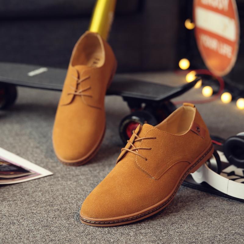 Fashion Autumn Men's Casual Shoes, British Single Shoes, Suede Suede Suede, Cowhide Sole, Plus Size Leather Shoes for Business