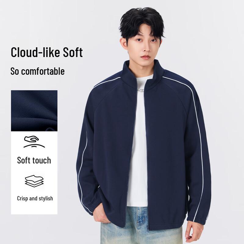 MINISO Men's Stand Collar Colorblock Zipper Jacket