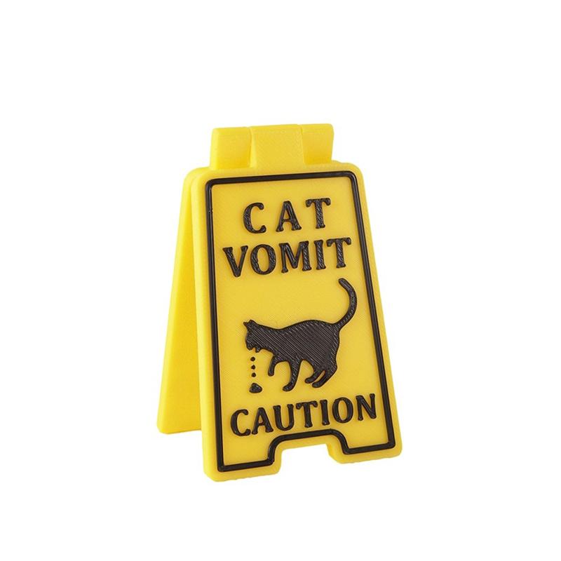 Funny Cat Vomit Caution Sign, Humorous Desk Sign For Cat Lovers Office Decor Unisex Gift For Coworkers Versatile Room Decor