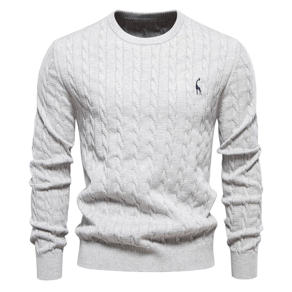 Men's Autumn Long Sleeve Solid Color Sweater Men's Loose Solid Color Round Neck Casual Sweater