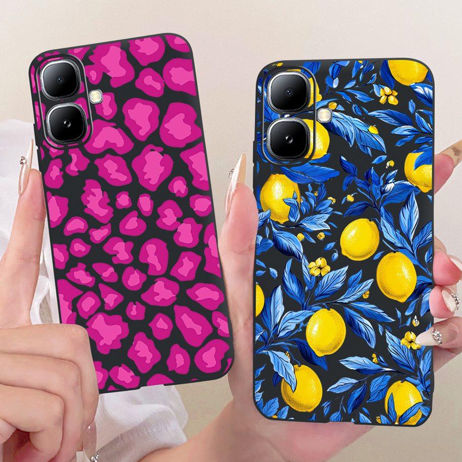 For Infinix Smart 20 4G Case New Fashion Flower Pattern Soft Black Silicone Phone Cover For Infinix Smart 20 Bumper Smart20 Para
