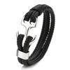 New Titanium Steel Bracelet For Men High Quality Black Personality Leather Woven Anchor Leather Bracelet Rope Bracelet Gifts
