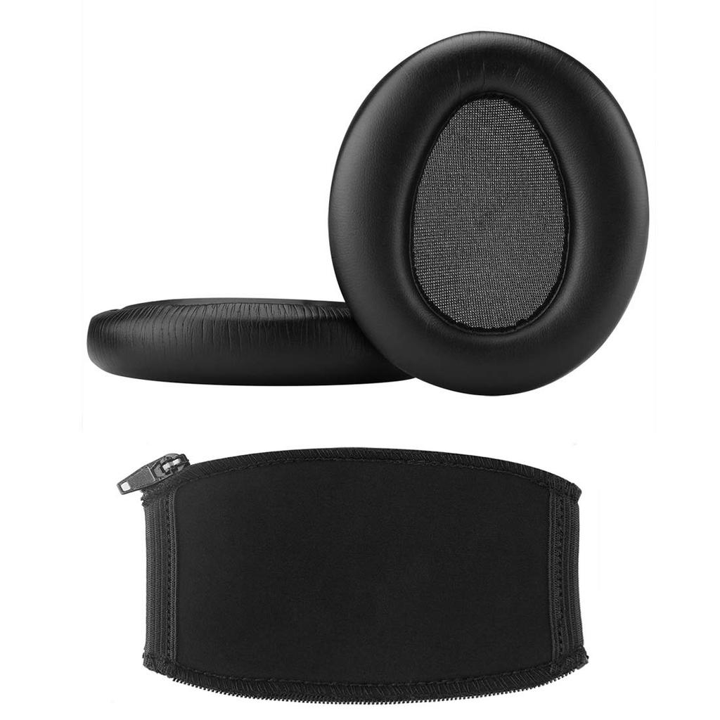 Geekria Earpads Headband Set Compatible with SONY Replacement Protective Ear Cushion Set + MDR-10RBT MDR-10RNC MDR-10R (Black)