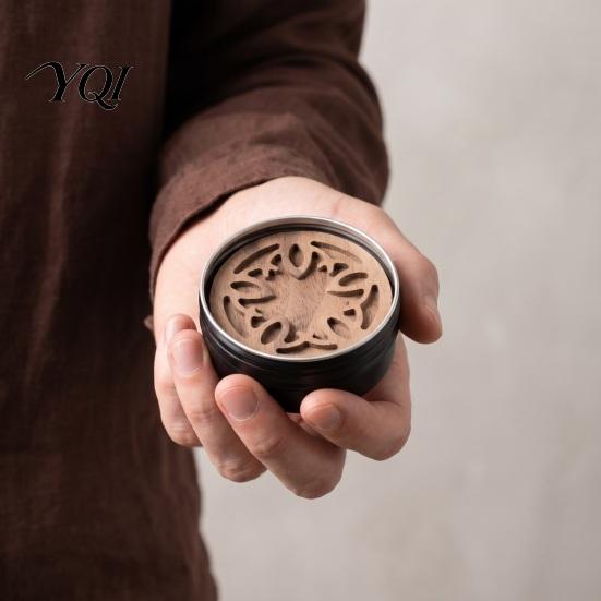 Handcrafted Wood Car Diffuser Wooden Essential Oil Diffuser, Aroma with Box, Engraved Flower Cat Paw Beech Air Purifier Patterns, Round Fragrance for