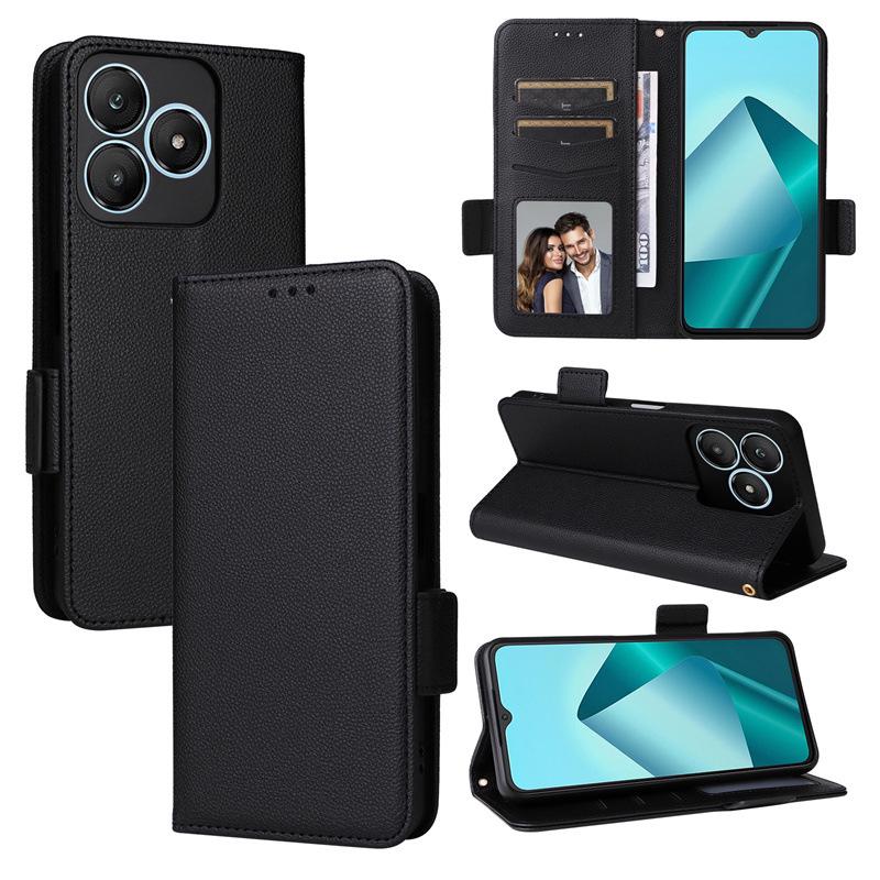 Кожаный чехол Wiko T20 с рисунком личи, слотом для карт и ремешком