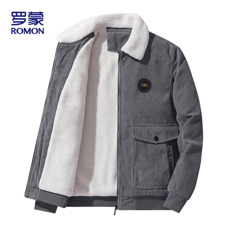 Romon Men's Fleece-Lined Corduroy Jacket