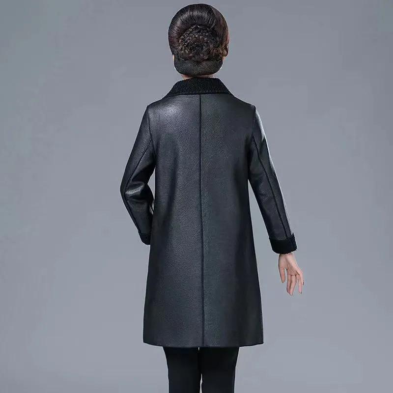 Winter Coat Plus Velvet Thickened Autumn and Winter Leather Women's Western Style Age-reducing Fashion Fur One-piece Women's Mid-length Coat