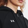 Under Armour Повседневная свободная толстовка с капюшоном на молнии, однотонная женская толстовка с капюшоном, черная 1379497-001