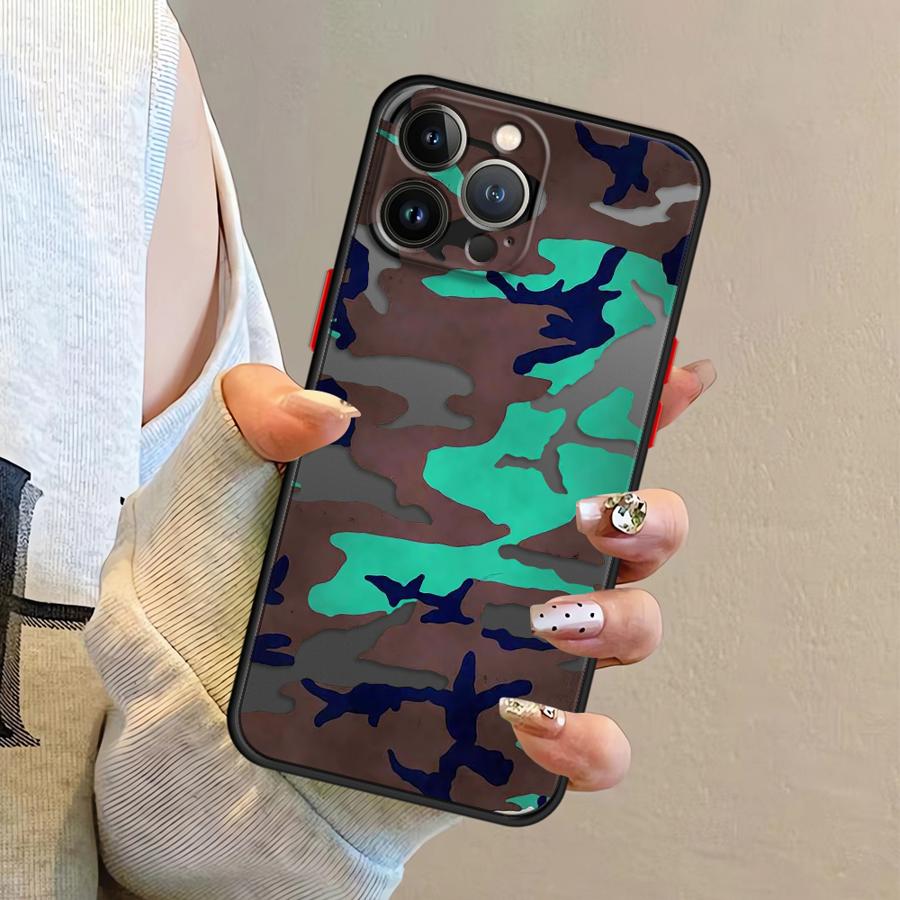 Funda Back Phone Cover Case for iPhone 17 Pro Max 7 8 SE 14 13 Mini XS XR 15 Air 11 12 16 Plus Camouflage Pattern