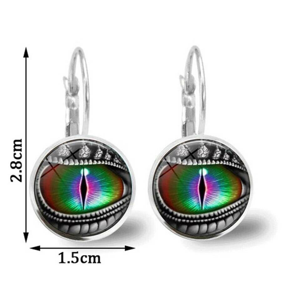 Серьги под латунь и серебро с изображением глаза дракона