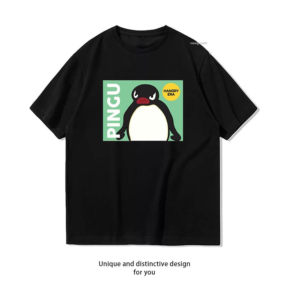 pingu hangry era Shirt Summer Woman Man Casual Breathable Printed Tshirt fashion Oneck S3XL Tops couple Gift Shortsleev