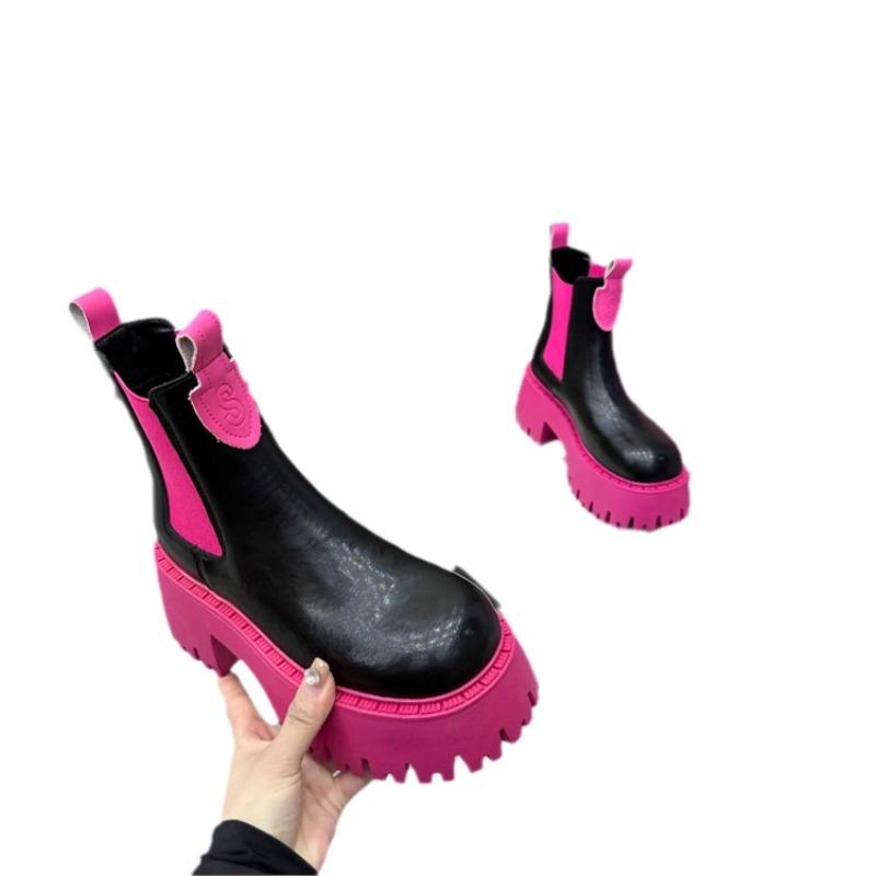 2024 Новые сапоги Pine Cake Bottom с цветной дымчатой трубкой, небольшие высокие и универсальные короткие сапоги в тренде