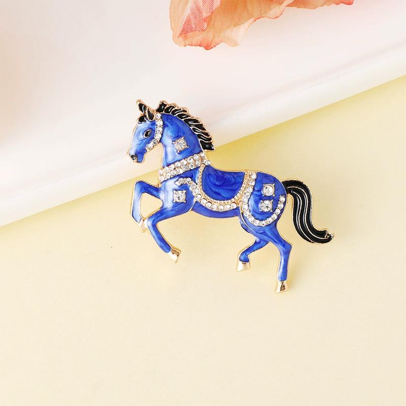1Pc Enamel Gift Horse Brooch Cartoon Rhinestone Cute Alloy Pin