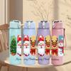 1PC Christmas Sock Gift Festive Print 750ml Color Plastic Sports Water Bottle Leakproof Flip Straw Lid Suitable for Sports Office Home Use