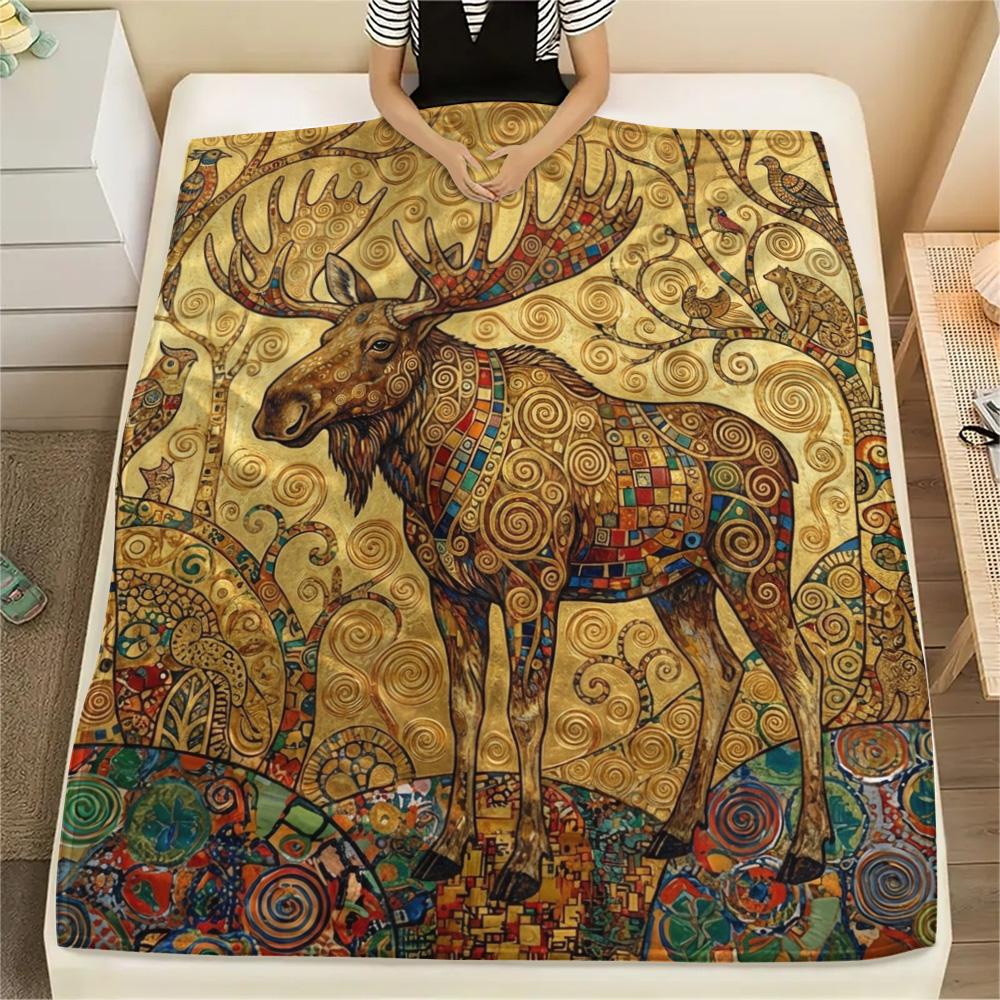 1 шт. Фланелевое одеяло с принтом «Инопланетянин на Земле», Высококачественное, Удобное для всех сезонов, Декор для дома, Тепло и уют, Идеально для Рождественских подарков