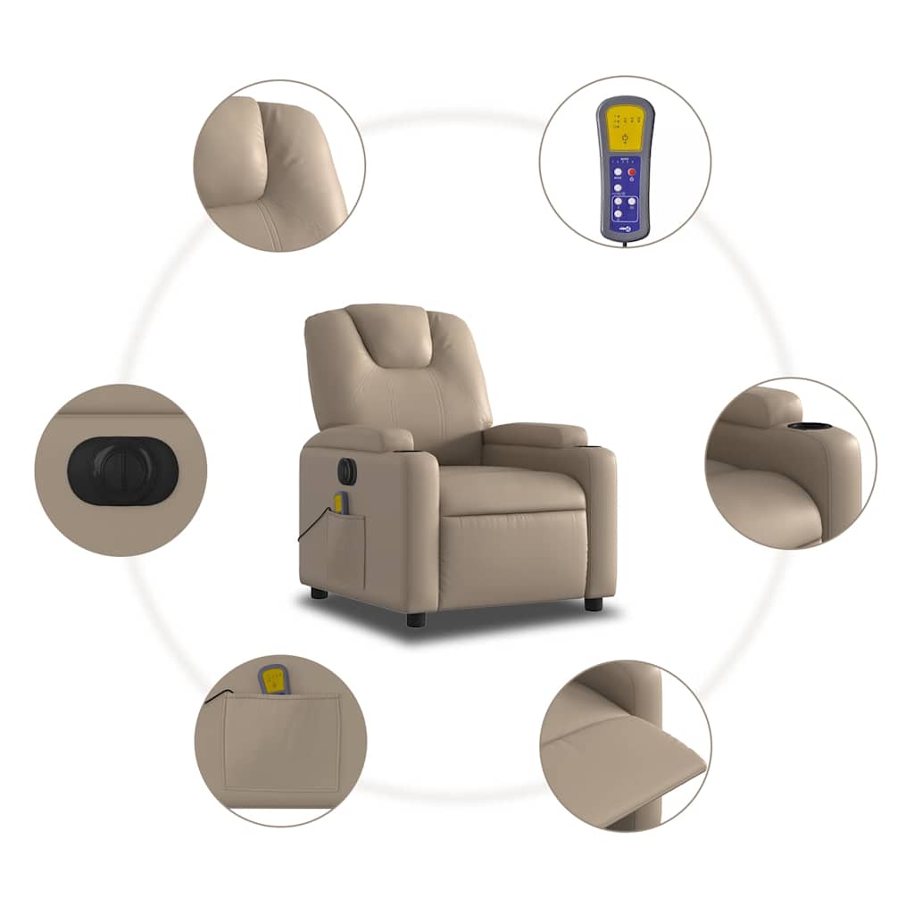 Electric Massage Chair Cappuccino Brown Faux Leather