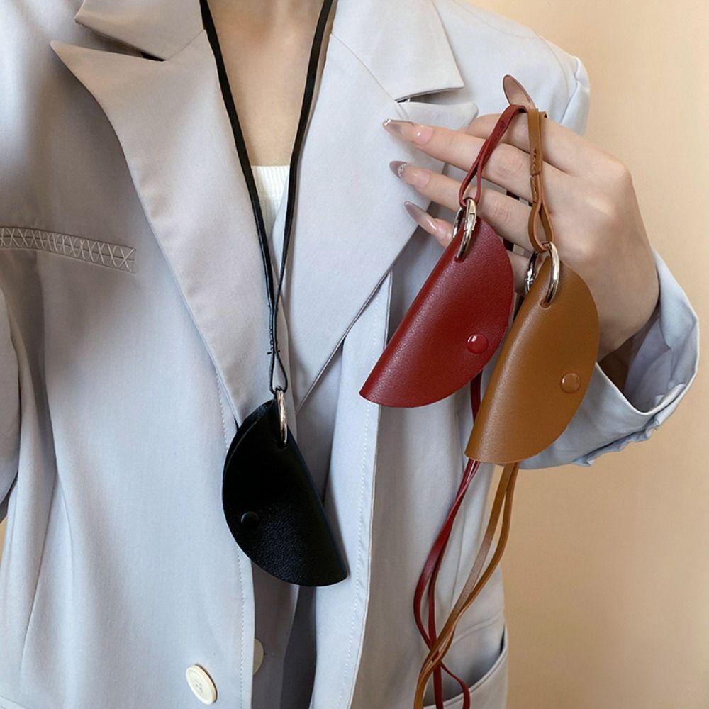 Подвесной шейный полумесяц ключница свитер цепочка искусственная кожа ключница сумка длинное кожаное ожерелье девушка