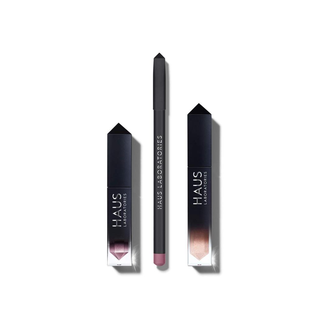 HAUS LABORATORIES HAUS of Collections Set Lip Lip Liner of Rose 3-piece All-Over Color, Gloss, (HAUS Btch)