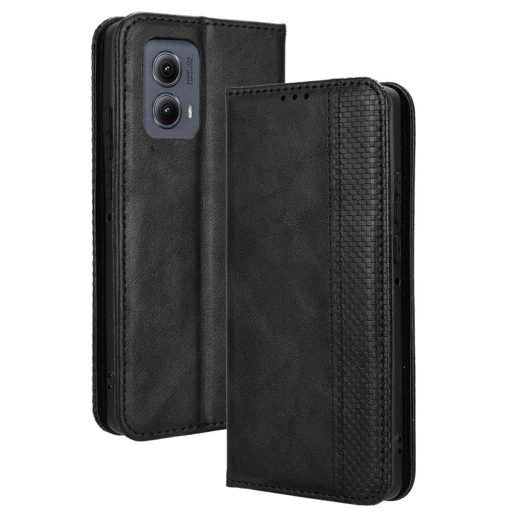 For Motorola Edge (2024) 5G Wallet Case Retro PU Leather Stand Phone Cover