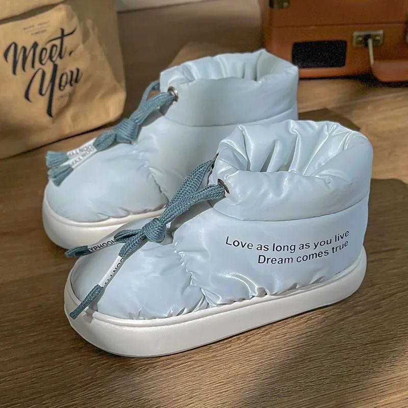 Утолщенные плюшевые зимние ботинки для женщин, пуховые водонепроницаемые нескользящие теплые зимние ботинки для женщин, удобные на мягкой подошве, повседневные хлопковые ботинки для женщин