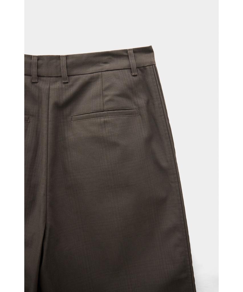 YOUTH Double Trimming Wide Pants - Brown Check