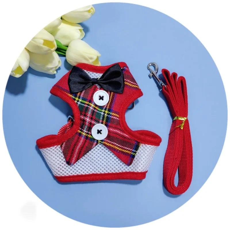 Элегантные ошейники с бантом для собак, галстук, тяговый трос, рождественская шлейка для домашних животных для маленьких и средних собак, нагрудный ремень для кошек, аксессуары для собак, подарки