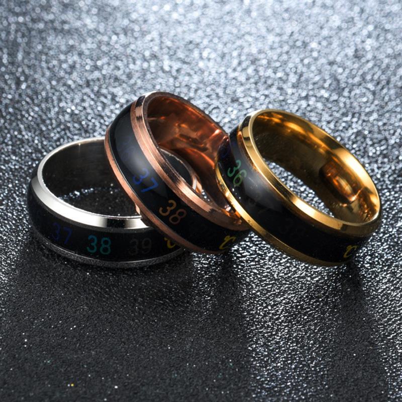 Водонепроницаемые ювелирные изделия из титановой стали, термочувствительные кольца, свадебное кольцо для женщин и мужчин, чувствующее интеллектуальное настроение, эмоции