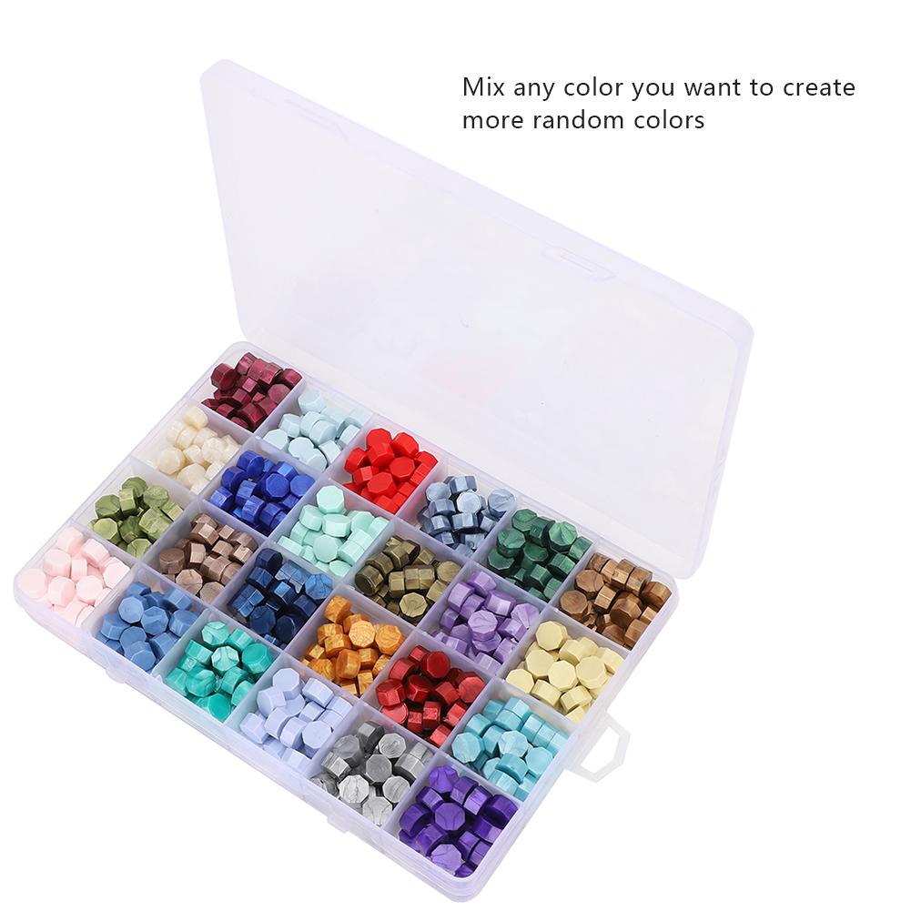 Набор бусин из сургуча в стиле ретро, 24 цвета, восьмиугольная форма, восковая печать, штамп, инструменты для рукоделия