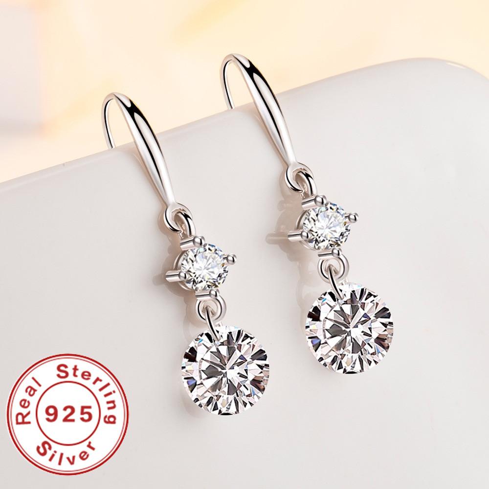 Women's 925 Sterling Silver AAAAA Zircon Long Earrings Fashion Jewelry for Wedding Gift