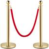 Velvet Ropes and Posts Gold Stanchion 5ft/1.5m Crowd Control Barriers 4PCS