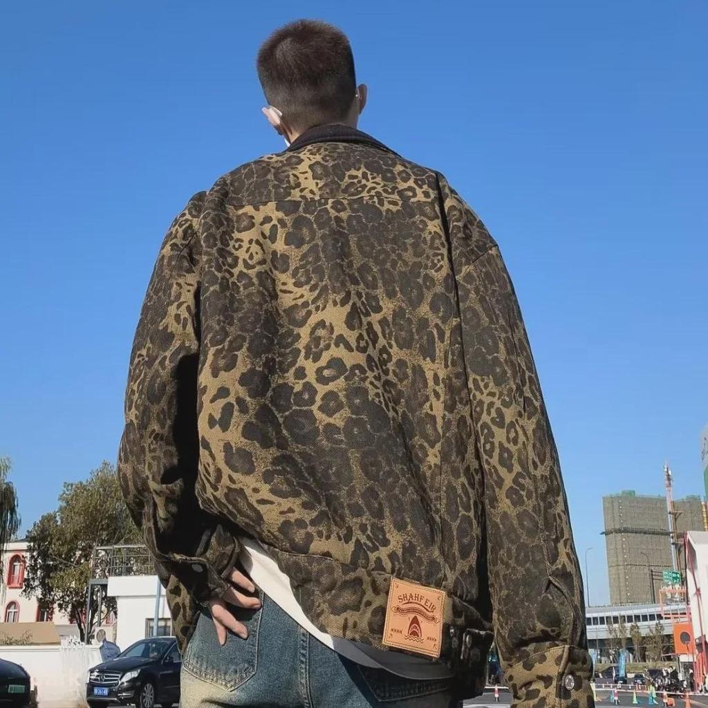 Мужская двусторонняя куртка из хлопка с леопардовым принтом 2023 года — модное зимнее пальто в стиле ретро в европейском и американском стиле