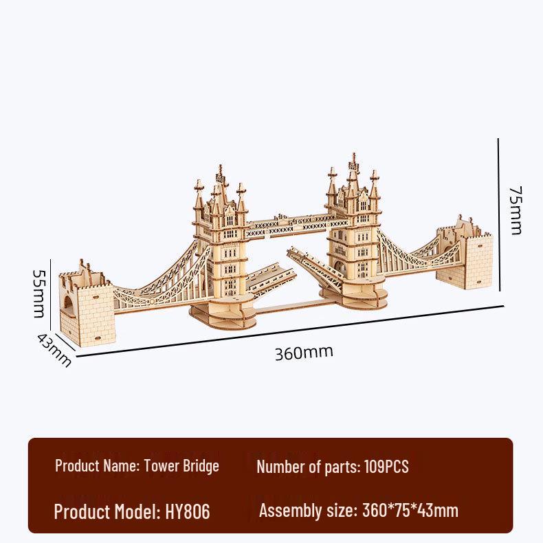 3D Wooden Puzzle Model: Eiffel Tower & Arc De Triomphe - Ancient Building Ornaments for Kids
