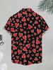 Valentine's Day Shirt for Men, Casual Shirt with Heart Pattern Print, Valentine's Day Gift