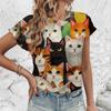 Summer Retro Style Cats 3D Print T-shirt Women Streetwear Casual Fashion Oversize Short Sleeve T Shirt O-neck Tees Tops Clothing