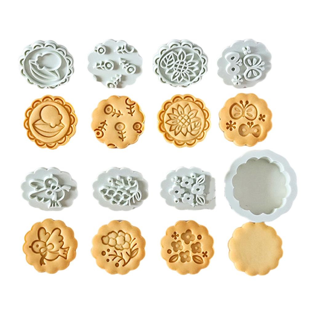 8PCS Flower Shape Cookie Molds Manual Press Cake Moulds Convenient Biscuit Dessert Making Tool for Baking Enthusiasts
