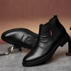 Модная мужская обувь, мужская зимняя обувь, черные деловые ботинки из натуральной кожи, теплая плюшевая меховая мужская зимняя обувь, высококачественные ботинки «Челси»