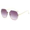 New Rimless Trimmed Sunglasses Summer Tide Sunglasses Women's Big Face Slim Sunglasses.