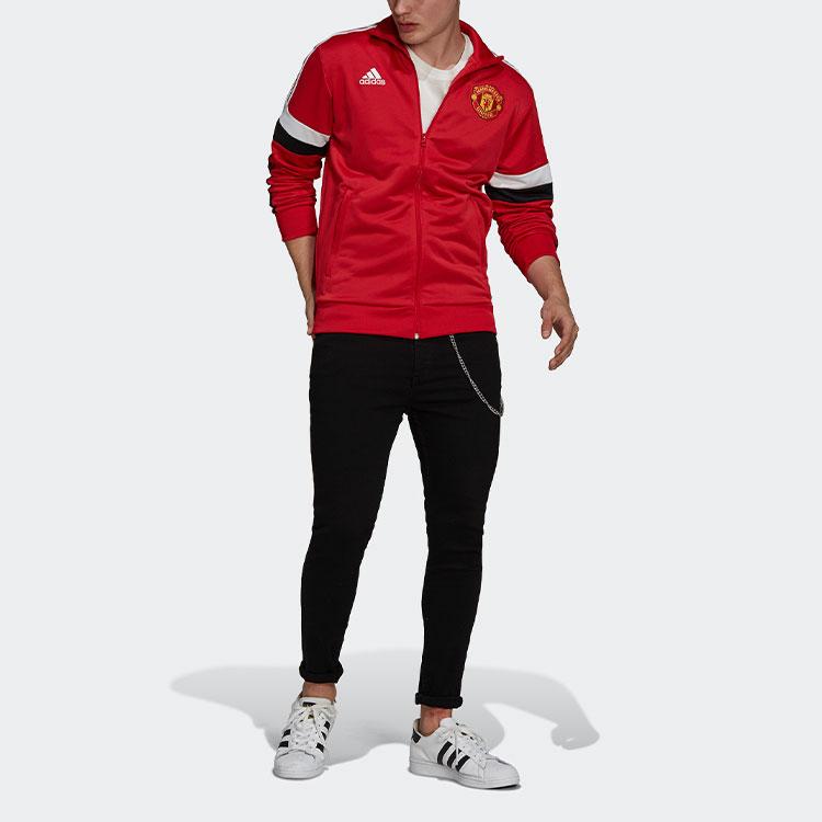 adidas Мужская спортивная куртка с 3 полосками Manchester United, красная GR3887