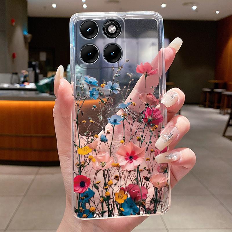 Чехол для Motorola Edge 70 Fusion Прозрачный Роскошный Модный Бабочки Цветы Мягкий ТПУ Силикон Чехол для Телефона для Edge70 Fusion Бампер