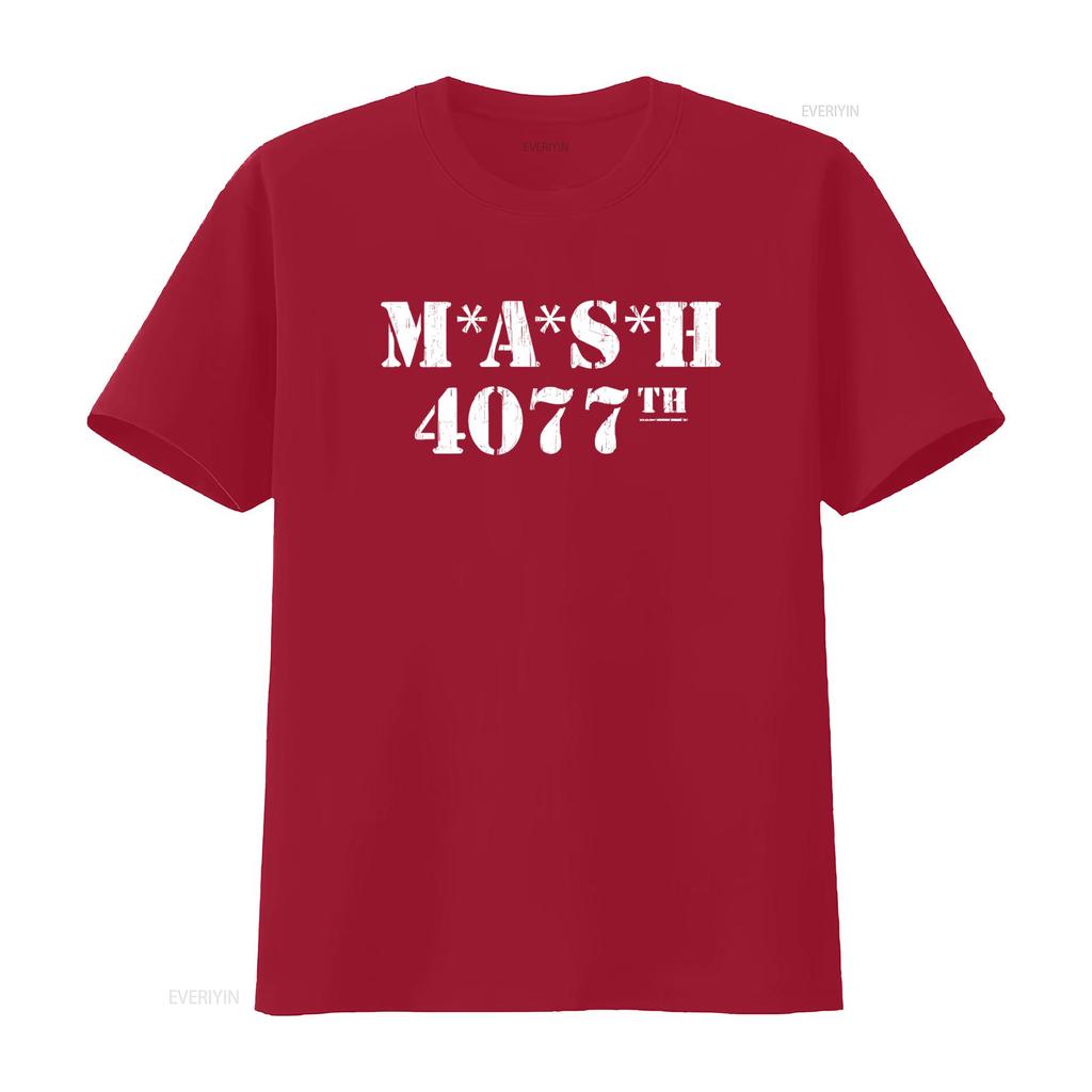 MASH 4077-я футболка с потертостями для мужчин Винтажный стиль Принт винтажный Стирка винтажная Мягкая Повседневная Удобная Слегка эластичная Дышащая